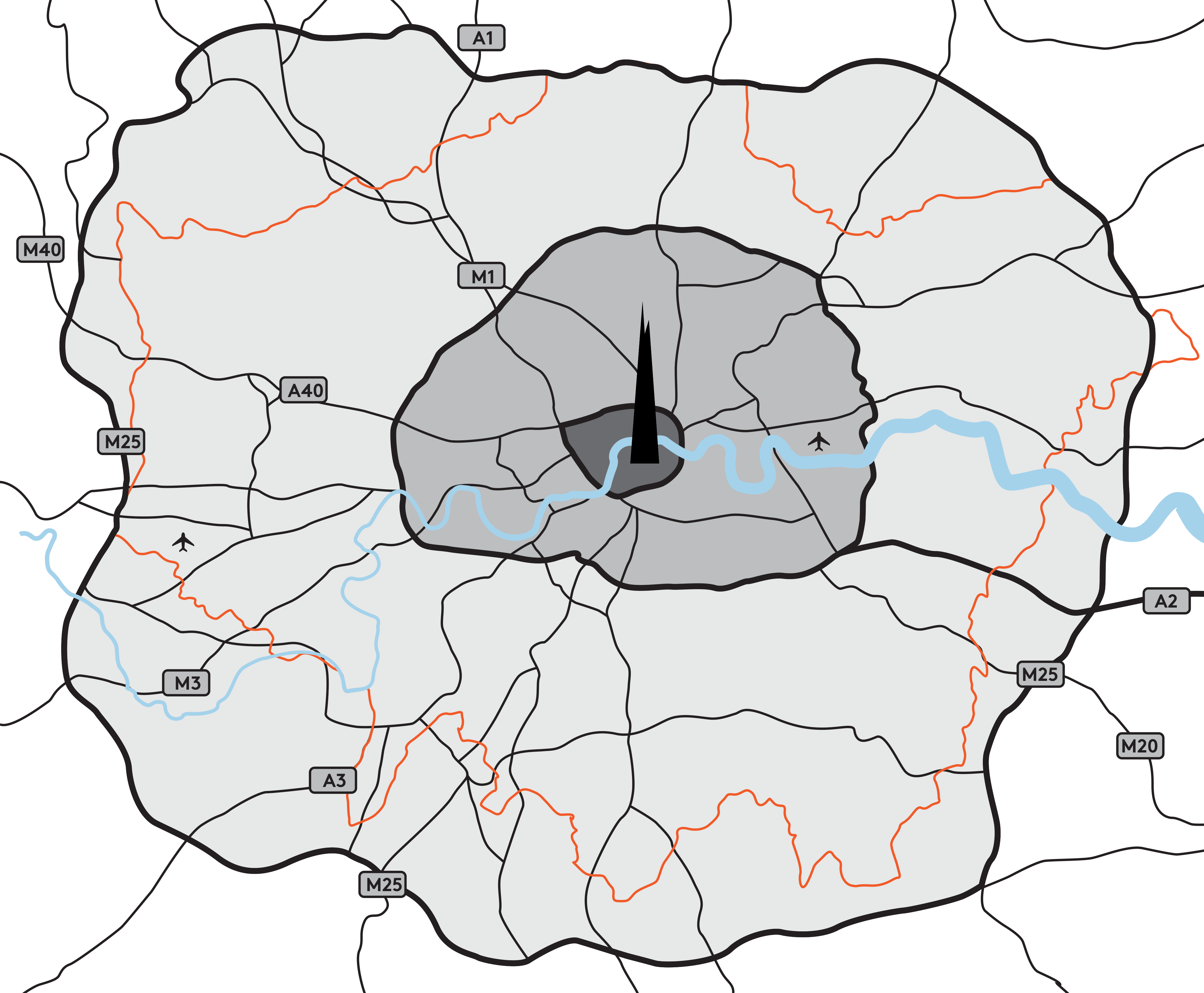 Map of viewing spots surrounding The Shard