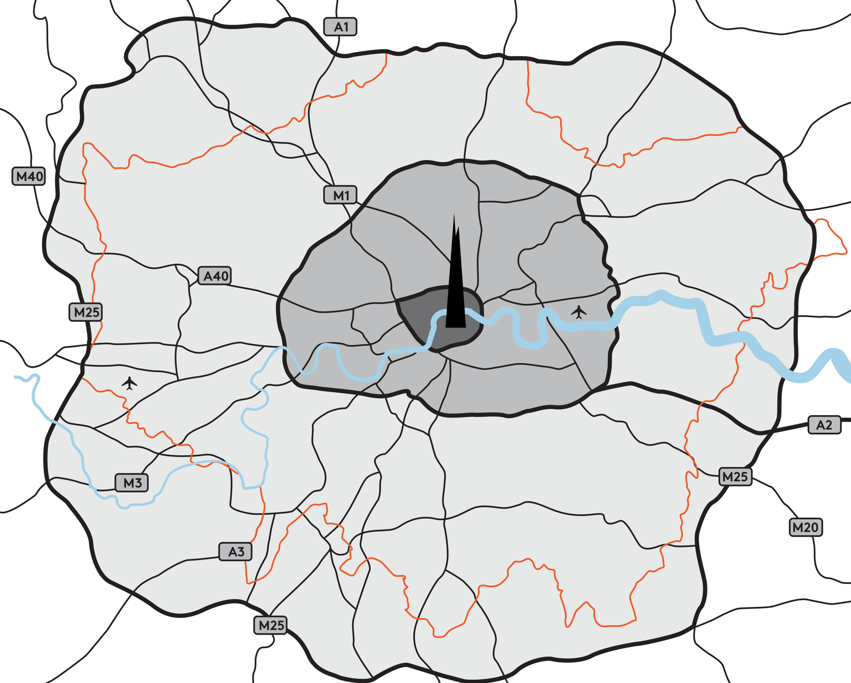 Map of viewing spots surrounding The Shard